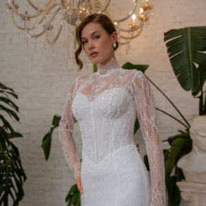 Celestial Lace High-Neck Bridal Gown