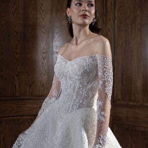 off-shoulder ball gown wedding dress