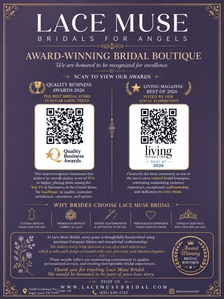 Lace Muse Bridal Named Best Bridal Shop in Sugar Land (2026)