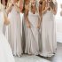 Houston TX Bridesmaid Dresses - Mix-and-match grey chiffon gowns with sweetheart and V-necklines